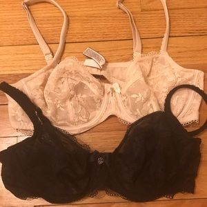 Two lacy unlined bras 36C Victoria’s Secret EUC